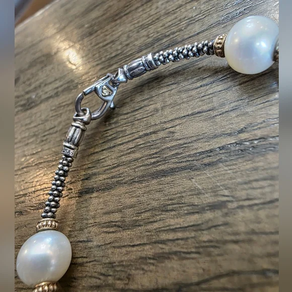 Lagos Soild 18k Gold & Sterling Silver Caviar Pearl Bracelet - Picture 5 of 10